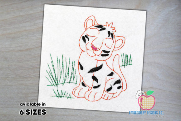 Cute Tiger Cub: A Versatile Embroidery Design for Apparel