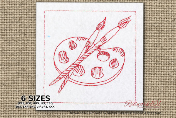 Paint Brush with Color Palette Embroidery Design Review