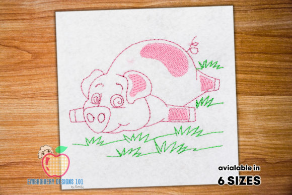 Pig Sleeping on Lawn: A Seller's Embroidery Review